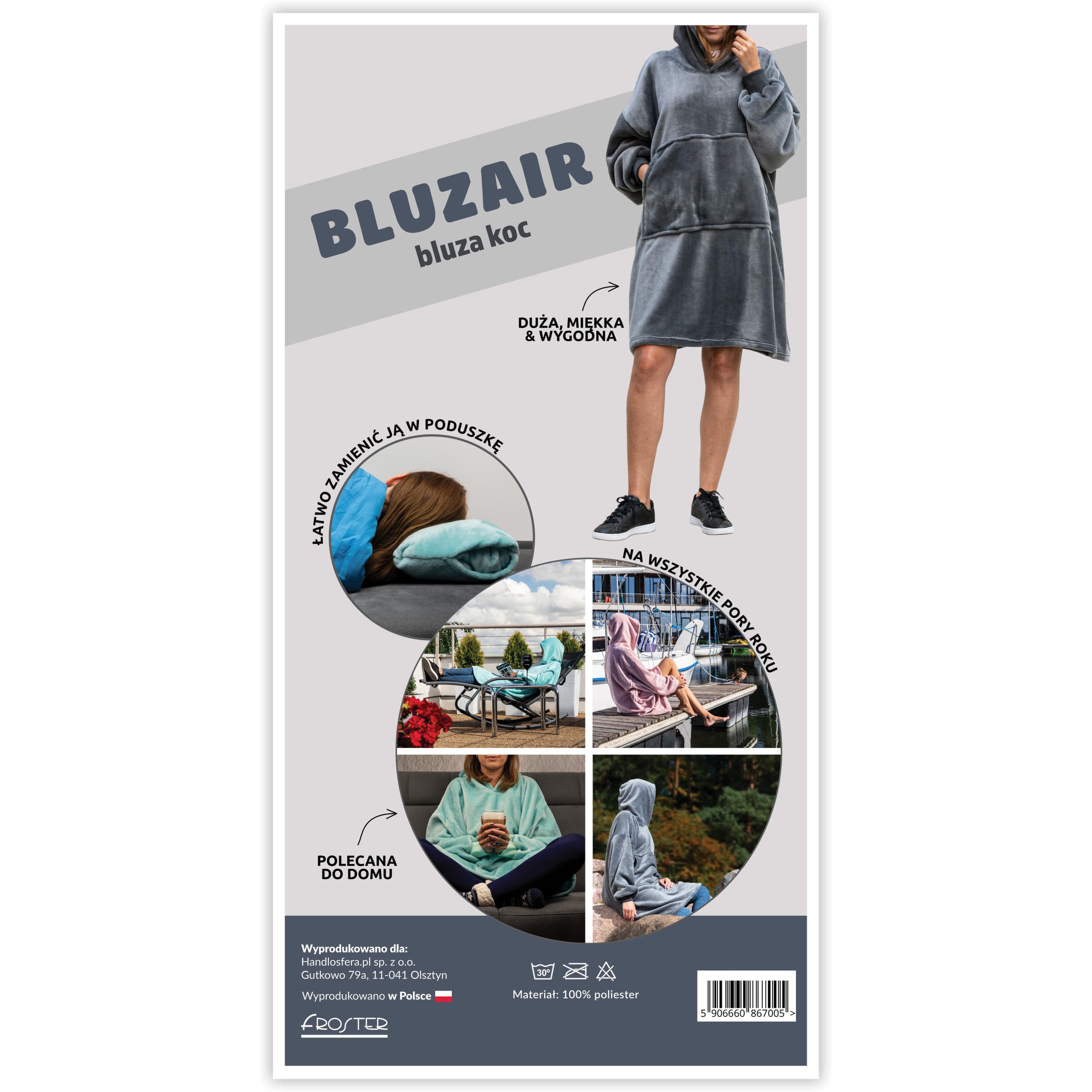 Bluzair kocobluza produkt polski futrzak poduszka